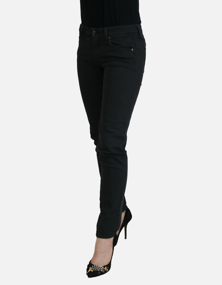 Low Waist Skinny Jeans with Zipper Closure Women - Black Jeans