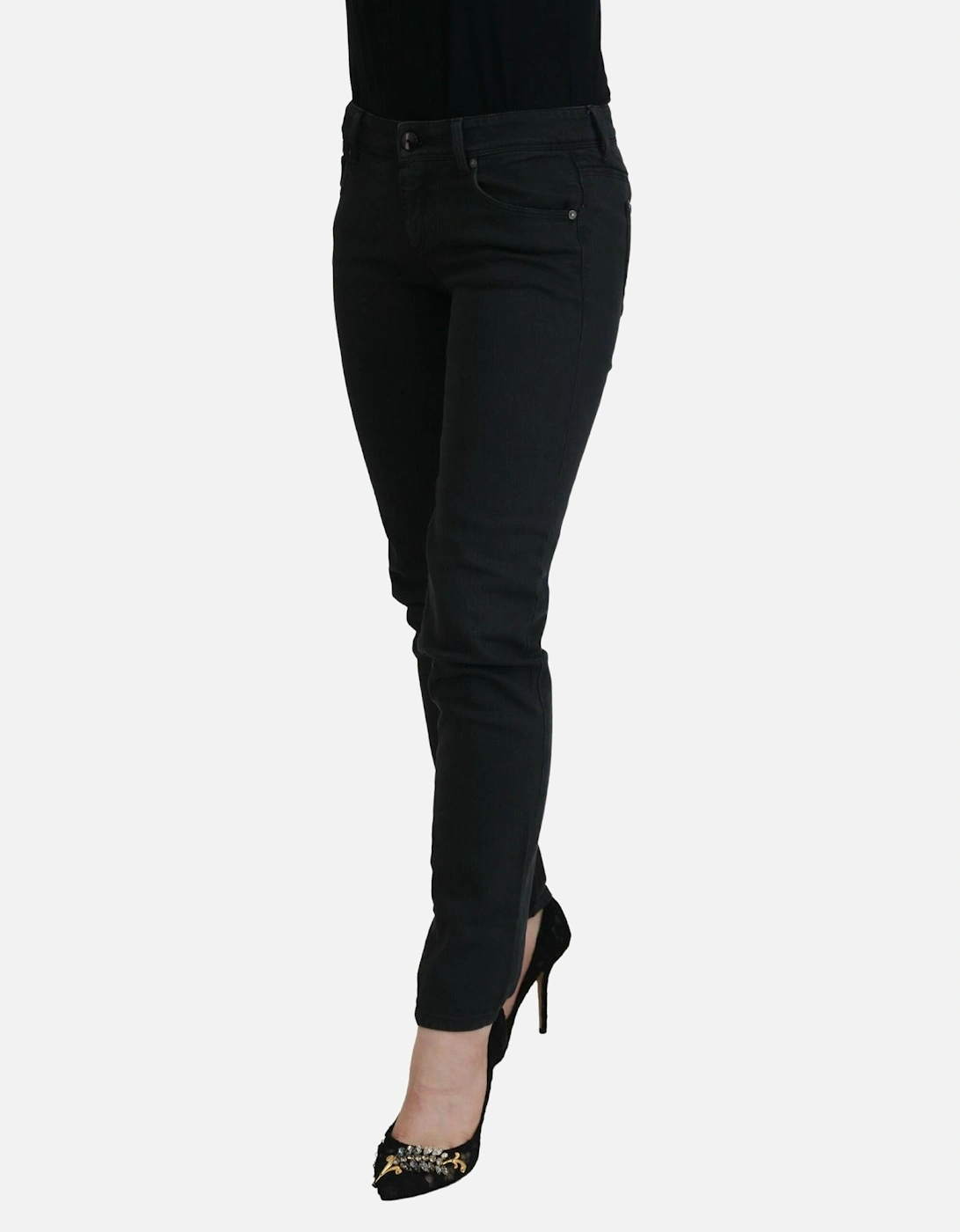 Low Waist Skinny Jeans with Zipper Closure Women - Black Jeans