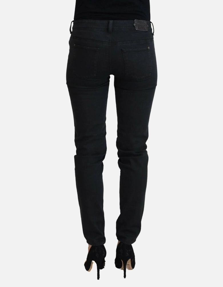 Low Waist Skinny Jeans with Zipper Closure Women - Black Jeans