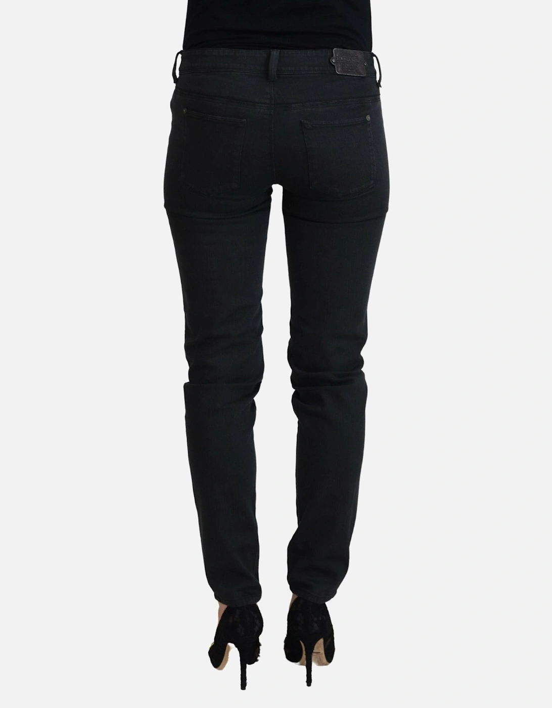 Low Waist Skinny Jeans with Zipper Closure Women - Black Jeans