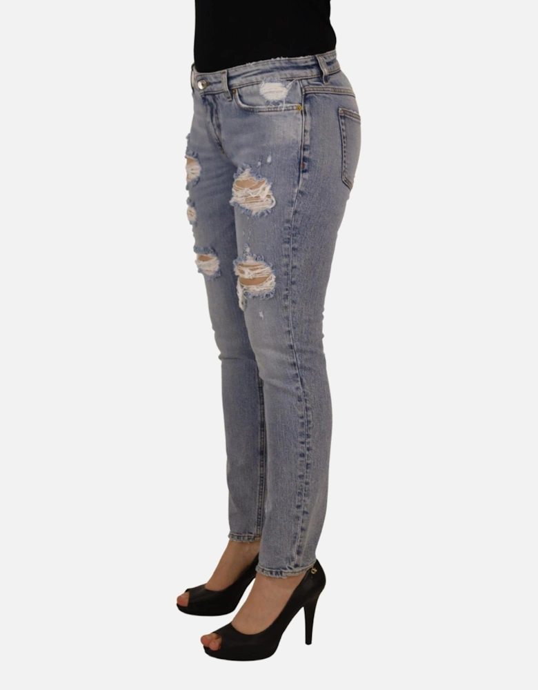 Distressed Skinny Jeans Women - Blue Jeans
