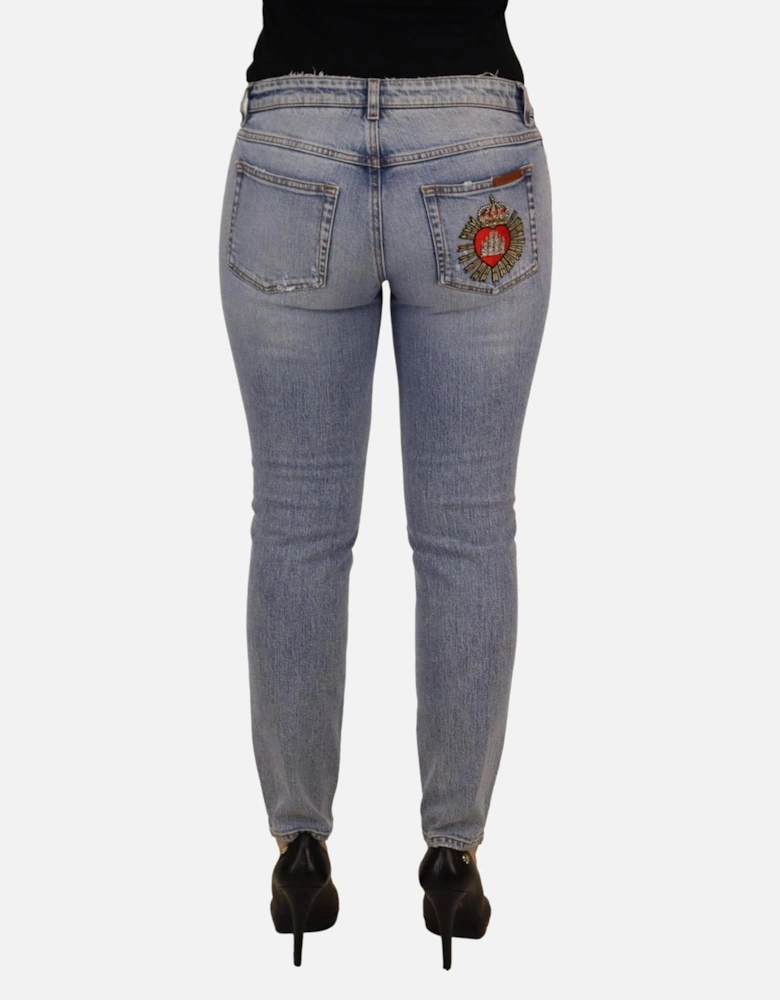 Distressed Skinny Jeans Women - Blue Jeans