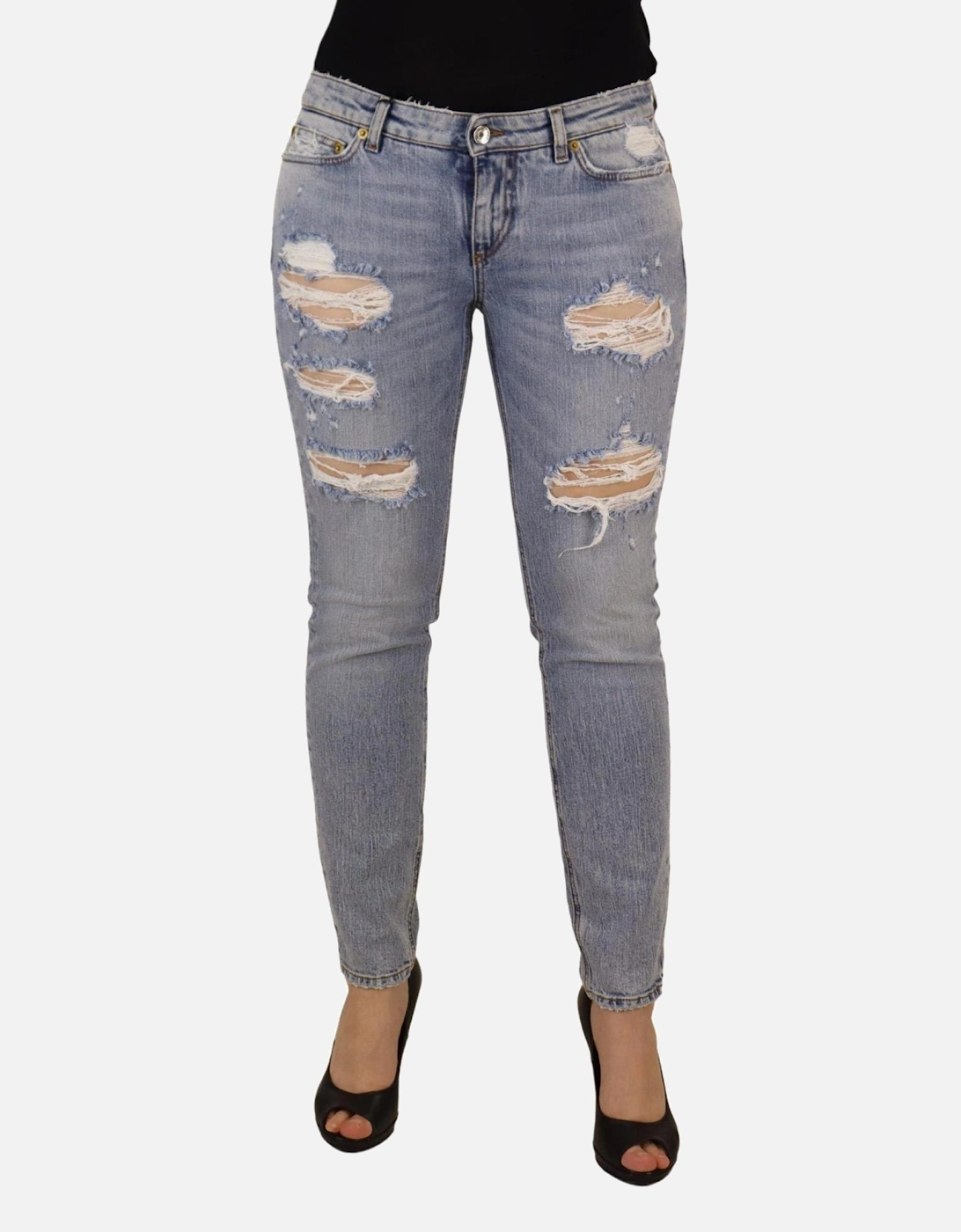 Distressed Skinny Jeans Women - Blue Jeans, 7 of 6