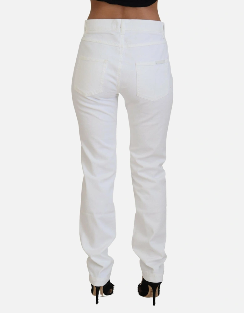 Floral Embroidered Jeans Slim Fit Women - White Jeans