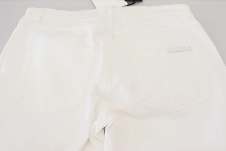 Floral Embroidered Jeans Slim Fit Women - White Jeans