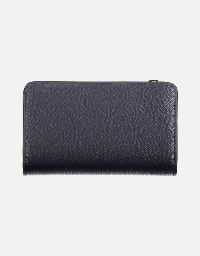 4 Compartment Wallet with Double Card Spaces and Logo Women - Blue