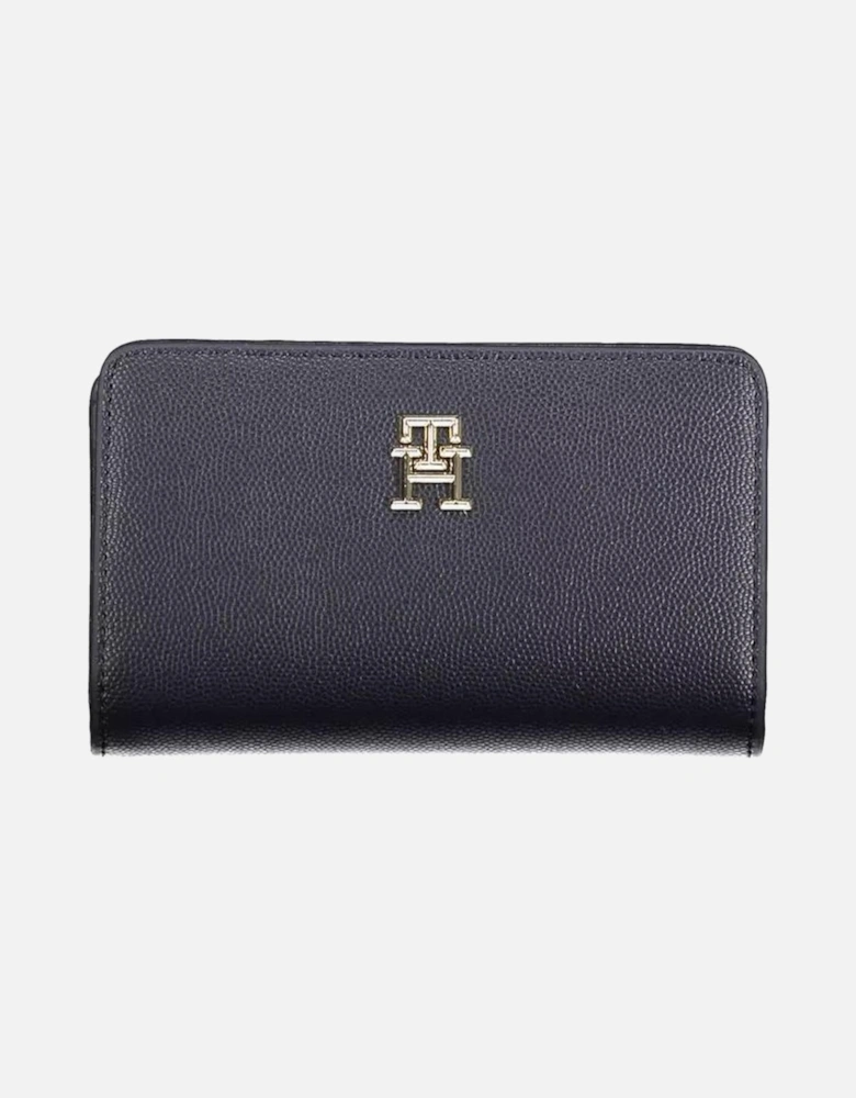 4 Compartment Wallet with Double Card Spaces and Logo Women - Blue