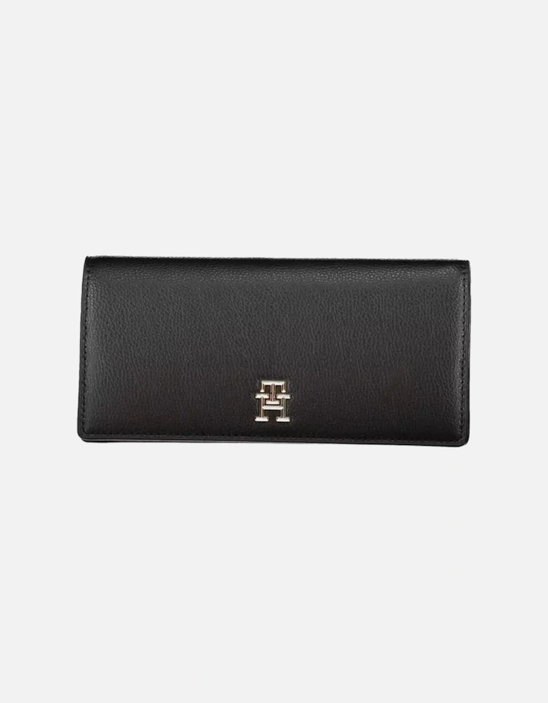 Double-Spaced Card Wallet with Zip and Automatic Closure Women - Black