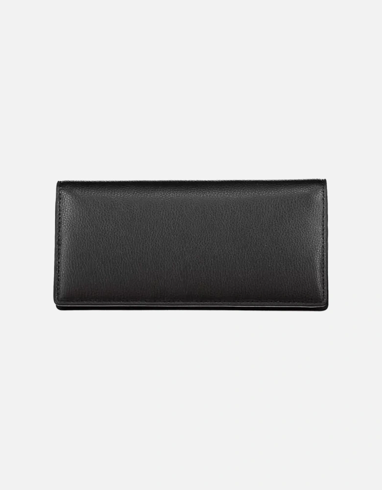 Double-Spaced Card Wallet with Zip and Automatic Closure Women - Black