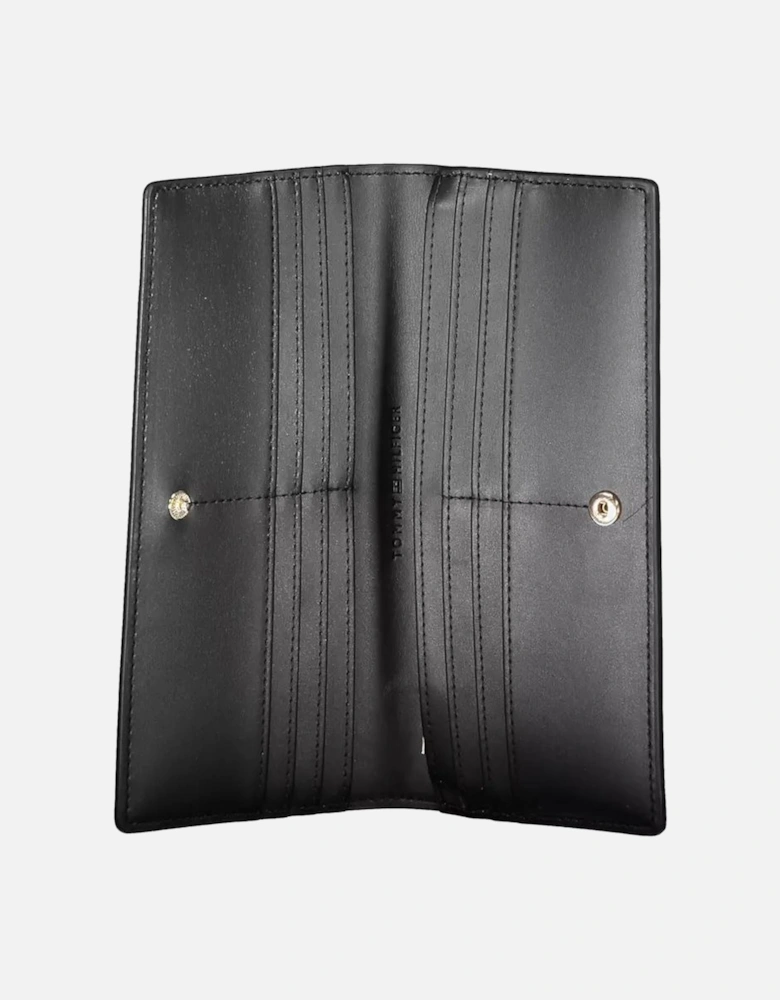 Double-Spaced Card Wallet with Zip and Automatic Closure Women - Black