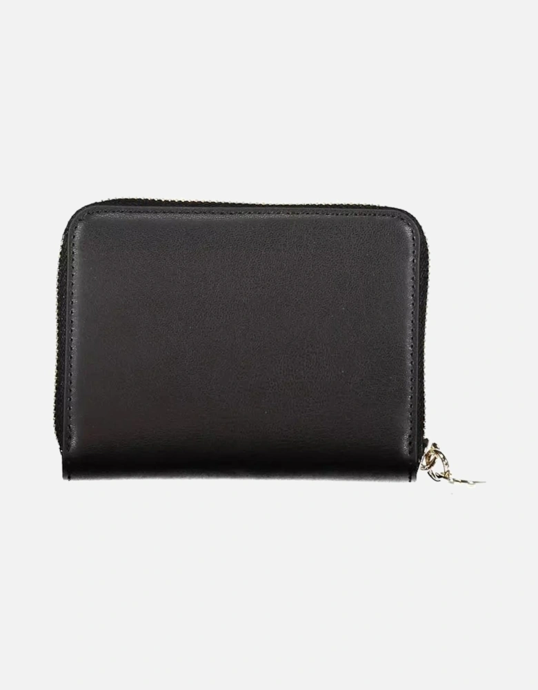 Zip Closure Wallet with 4 Compartments and Coin Purse Women - Black