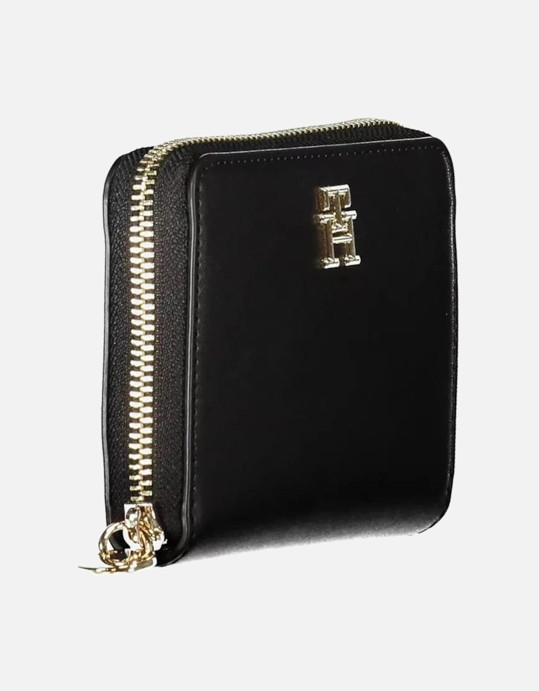 Zip Closure Wallet with 4 Compartments and Coin Purse Women - Black