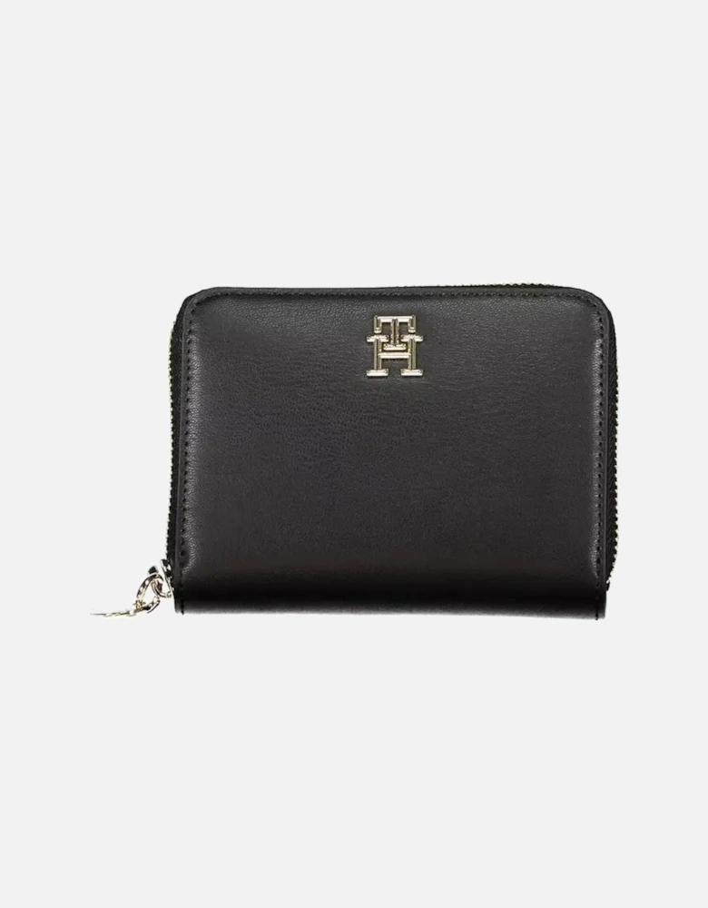 Zip Closure Wallet with 4 Compartments and Coin Purse Women - Black