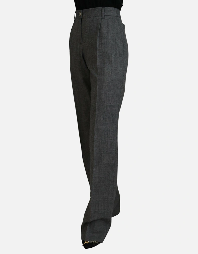 Check Trousers Straight Leg Pants Women - Gray Jeans