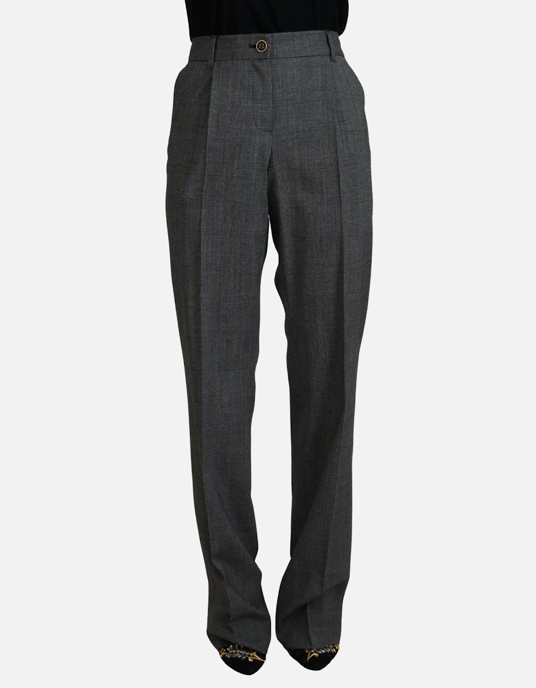Check Trousers Straight Leg Pants Women - Gray Jeans, 6 of 5