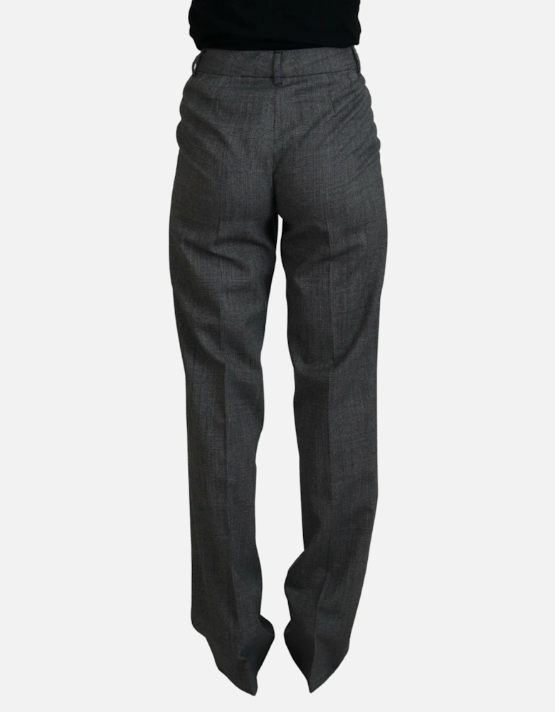 Check Trousers Straight Leg Pants Women - Gray Jeans