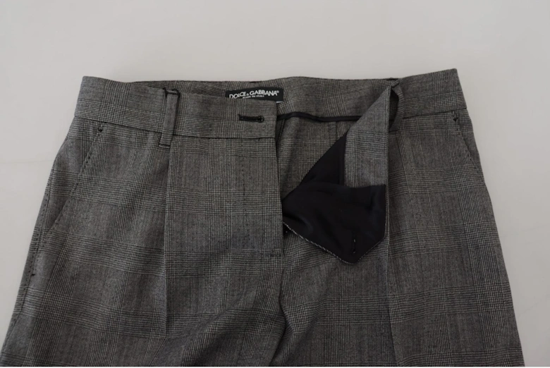 Check Trousers Straight Leg Pants Women - Gray Jeans