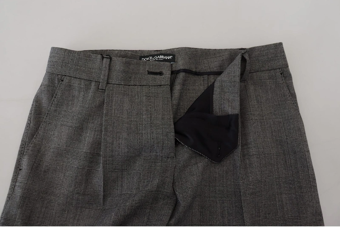 Check Trousers Straight Leg Pants Women - Gray Jeans