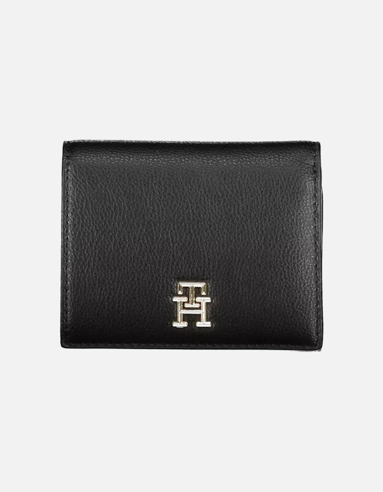 4-Compartment Wallet with Automatic Closure and Logo Women - Black