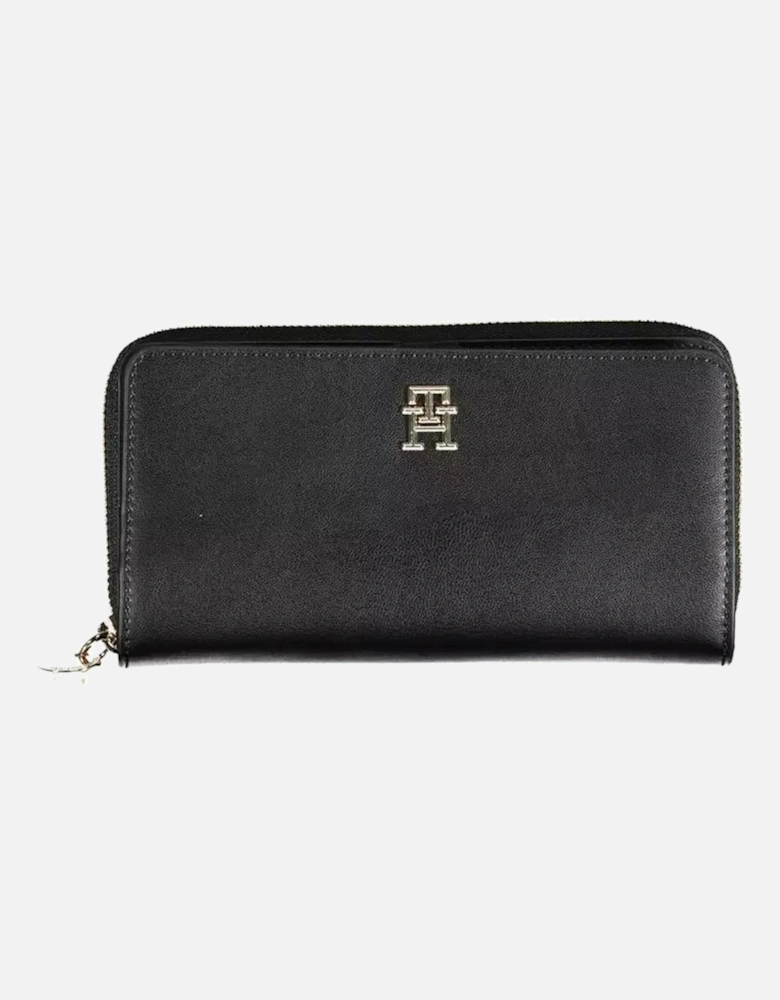 Double-Spaced Wallet with Zip and Automatic Closure Women - Black
