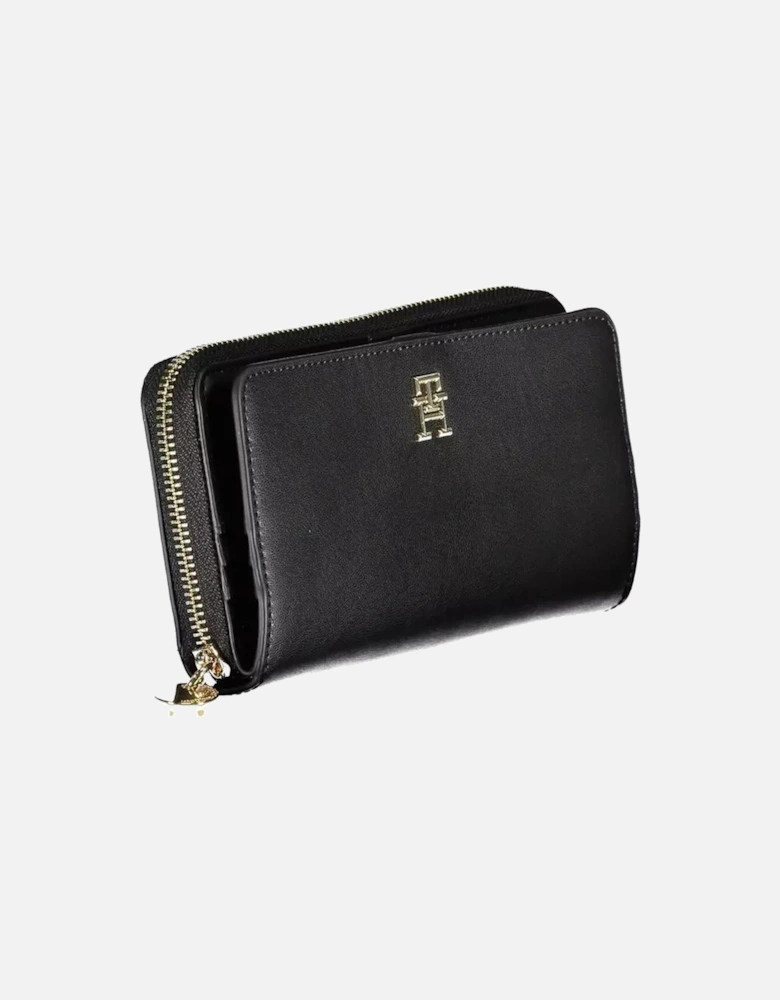 Double-Spaced Wallet with Zip and Automatic Closure Women - Black
