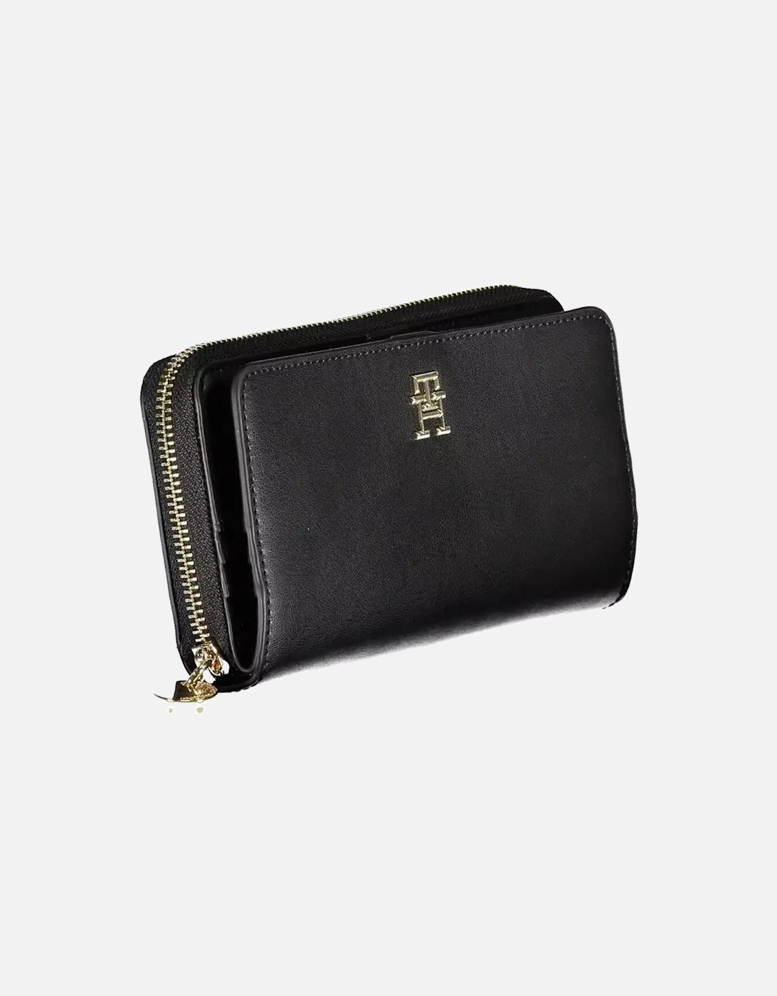 Double-Spaced Wallet with Zip and Automatic Closure Women - Black