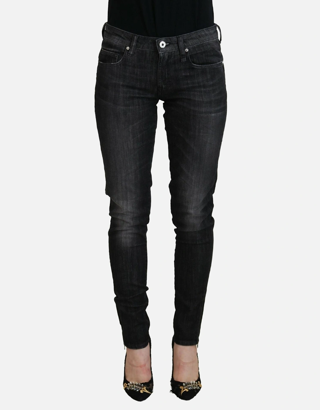 Low Waist Skinny Jeans with Zipper Closure Women - Black Jeans, 7 of 6