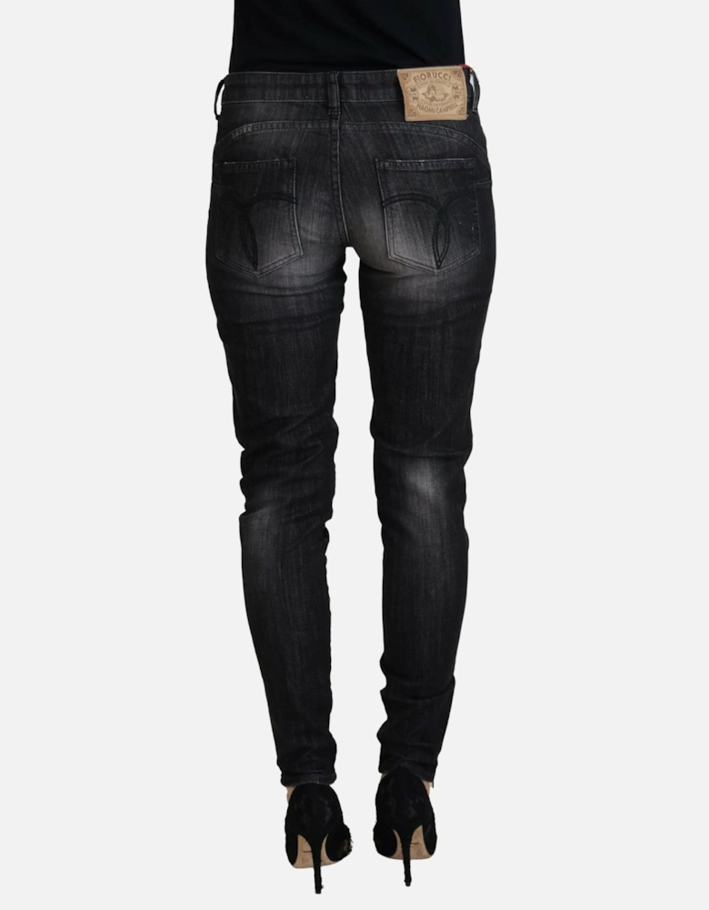 Low Waist Skinny Jeans with Zipper Closure Women - Black Jeans