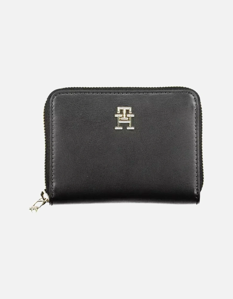 Contrasting Wallet with 5 Compartments and Zip Closure. Women - Black
