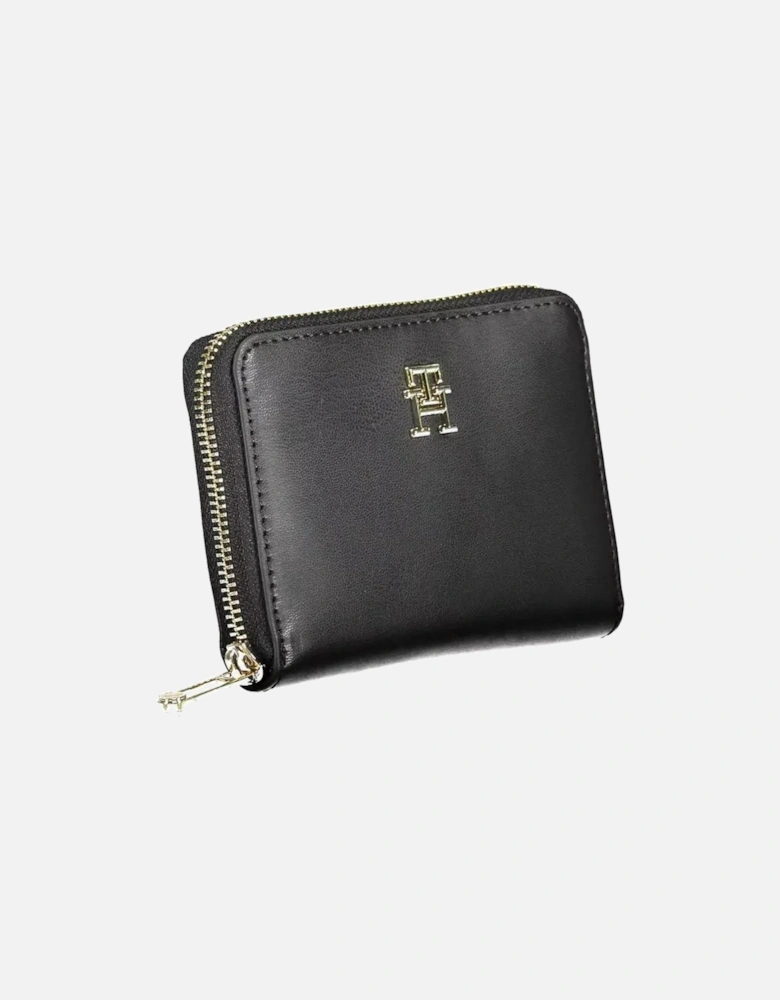 Contrasting Wallet with 5 Compartments and Zip Closure. Women - Black