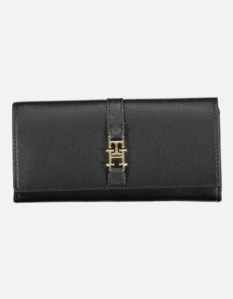 Three-Compartment Wallet with Coin Purse and Contrasting Details Women