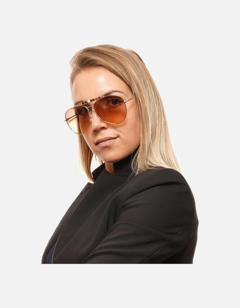 Gold Aviator Sunglasses with Brown Gradient Lenses Women
