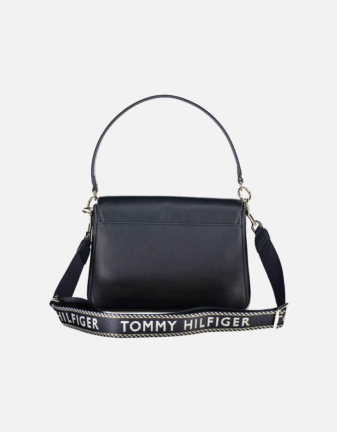 Blue Recycled Polyester Shoulder Bag with Multiple Compartments Women