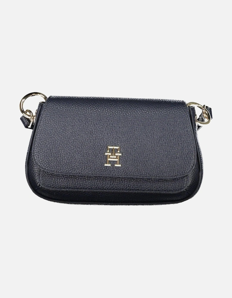 Chic Blue Shoulder Bag with Adjustable Strap and Iconic Logo Women