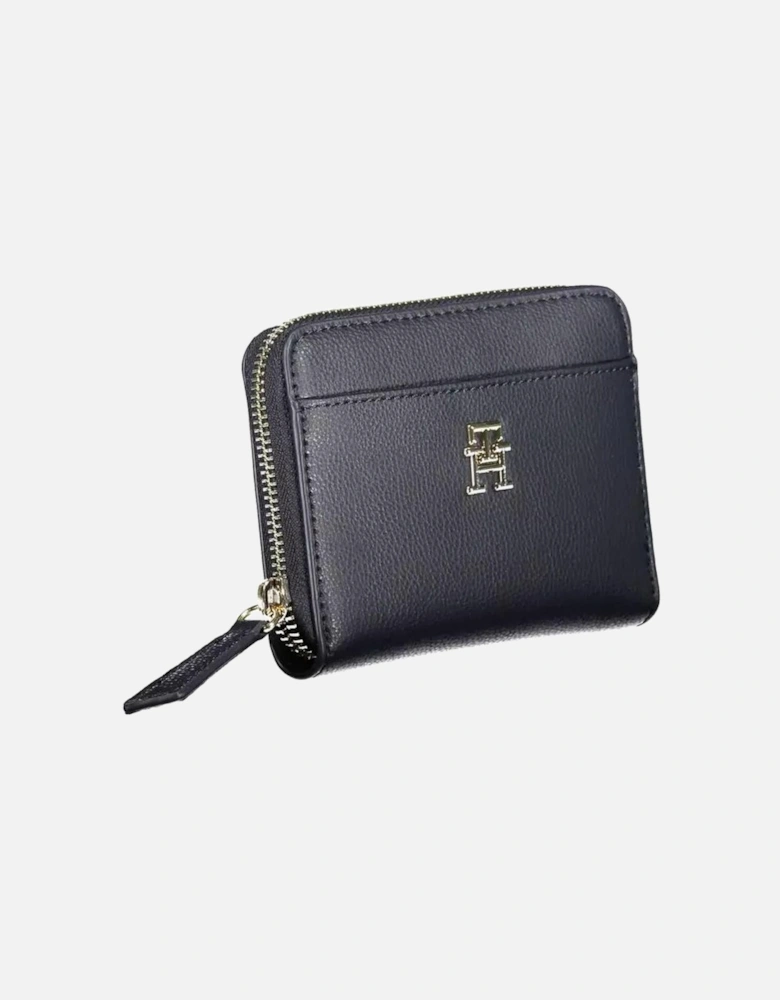 Contrasting Detail Wallet with Multiple Compartments and Zip Closure