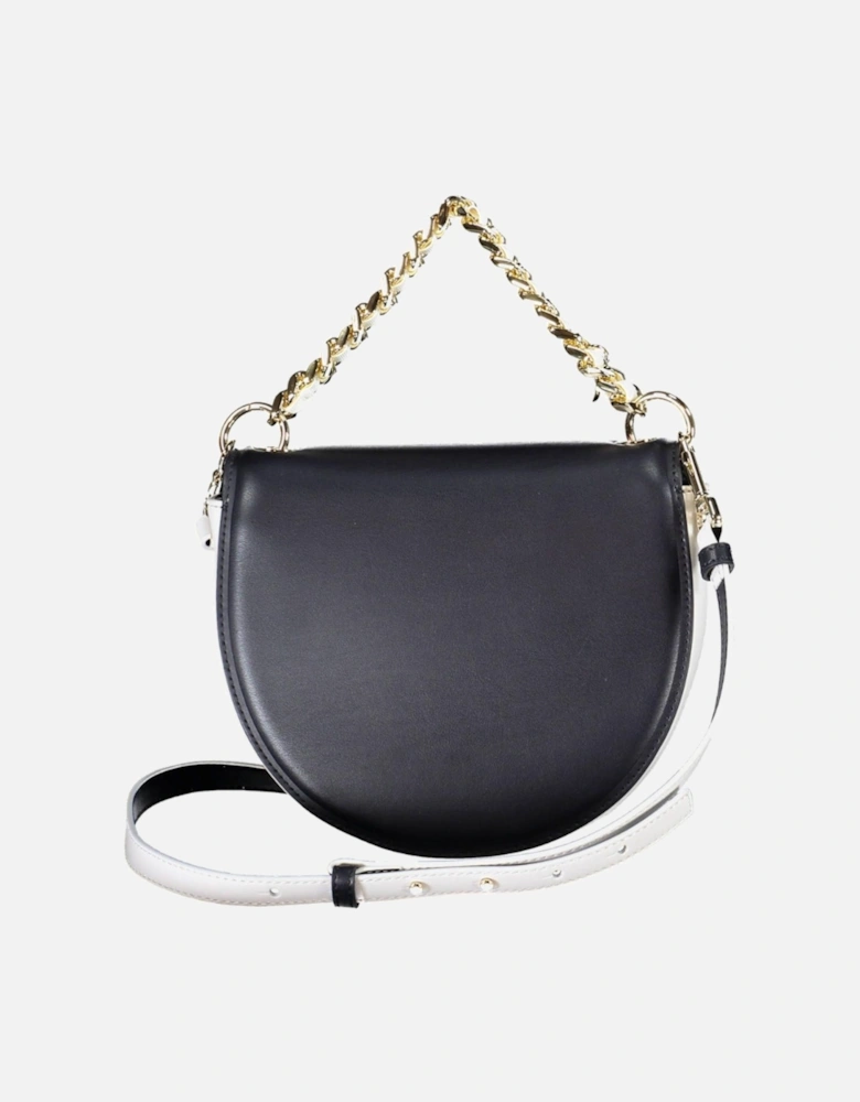 Blue Shoulder Bag with Chain Handle and Contrast Detailing Women