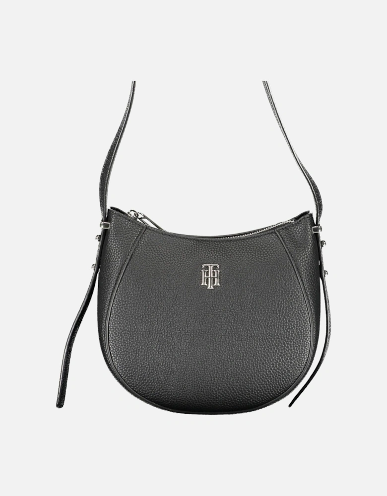Chic Black Shoulder Bag with Iconic Logo Women Handbags