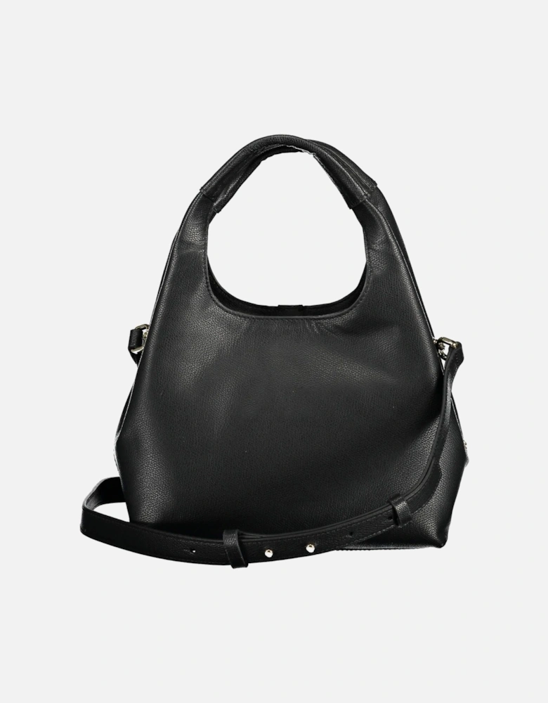 Functional Black Shoulder Bag with Iconic Logo & Contrasting Details