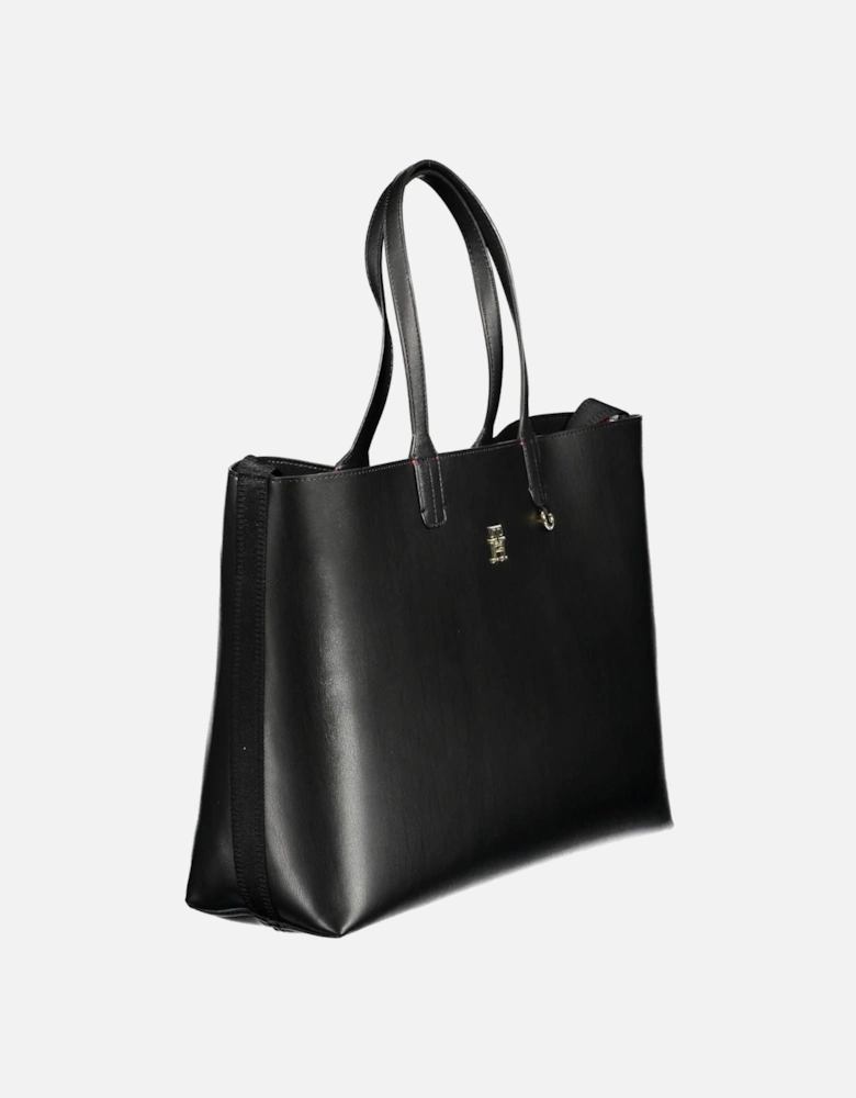 Chic Black Shoulder Bag with Removable Pochette. Women Handbags