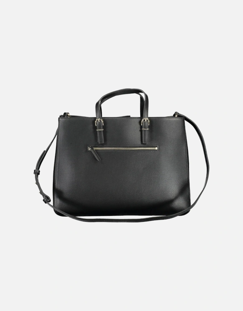 Sophisticated Handcrafted Black Handbag with Removable Handles and