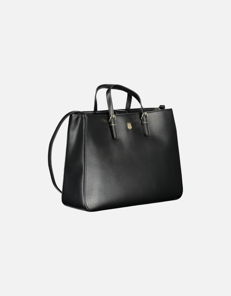 Sophisticated Handcrafted Black Handbag with Removable Handles and