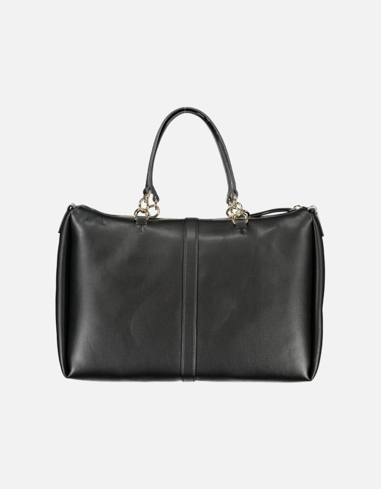 Recycled Polyester Shoulder Bag with Contrast Details Women - Black