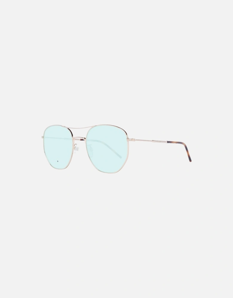 Rose Gold Aviator Sunglasses with Green Lenses - Category 1 Unisex