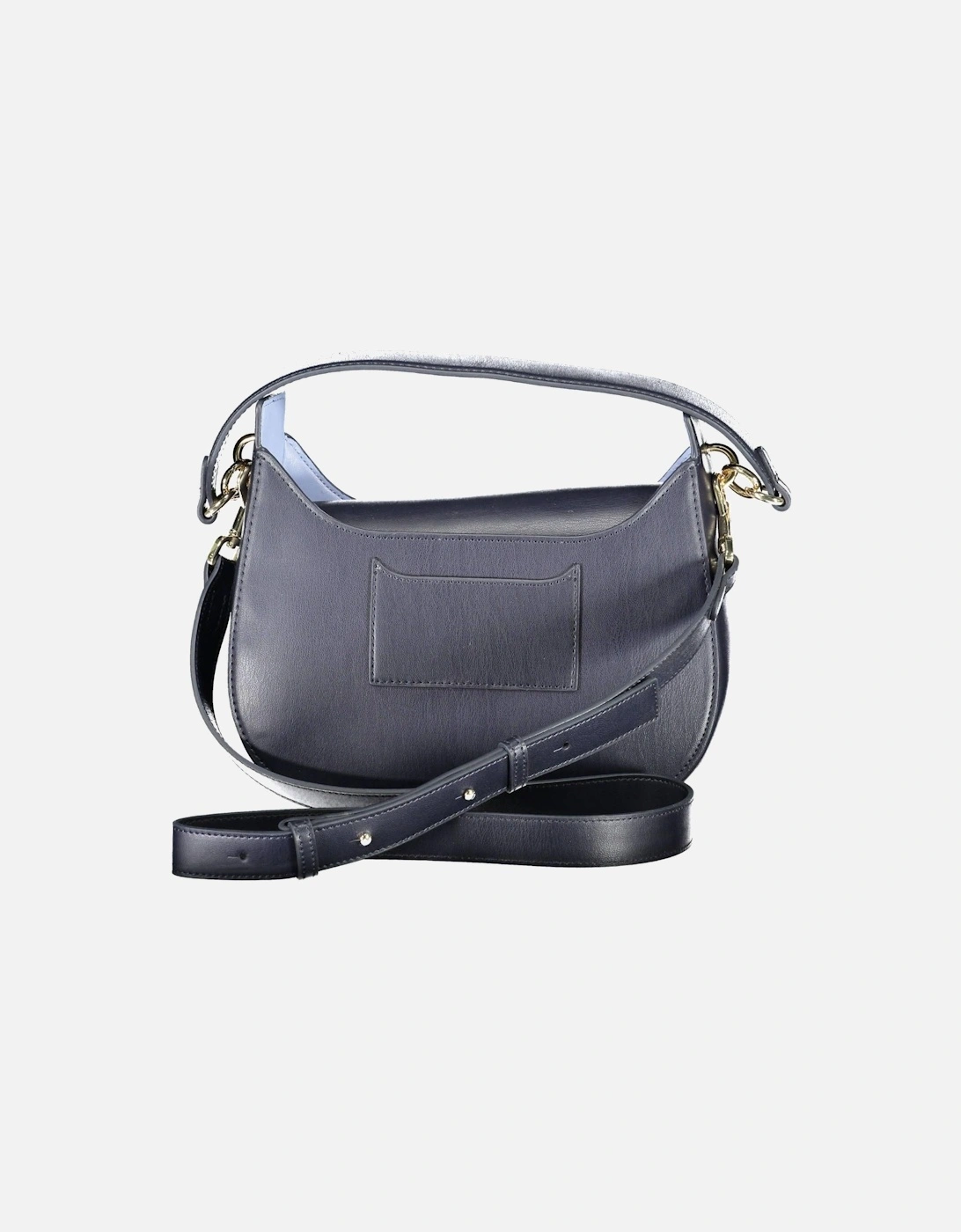 Blue Polyurethane Handbag with Magnetic Closure and Iconic Logo