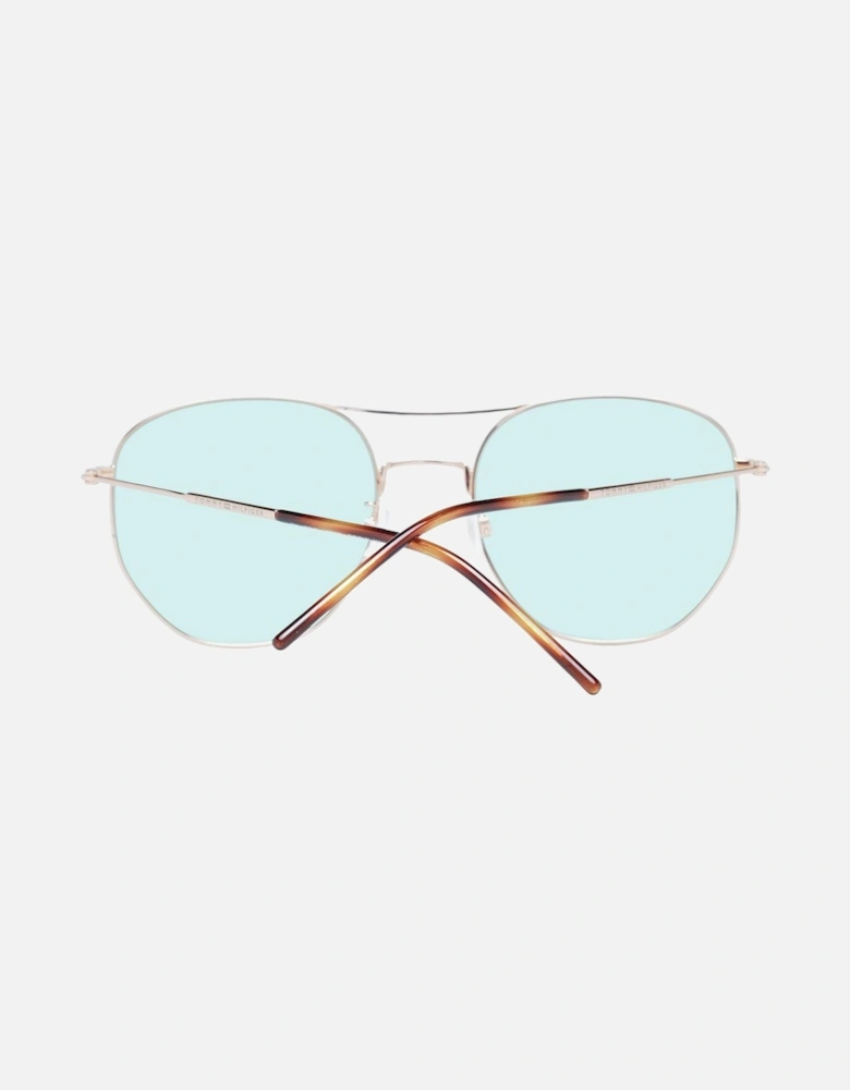 Rose Gold Aviator Sunglasses with Green Lenses - Category 1 Unisex