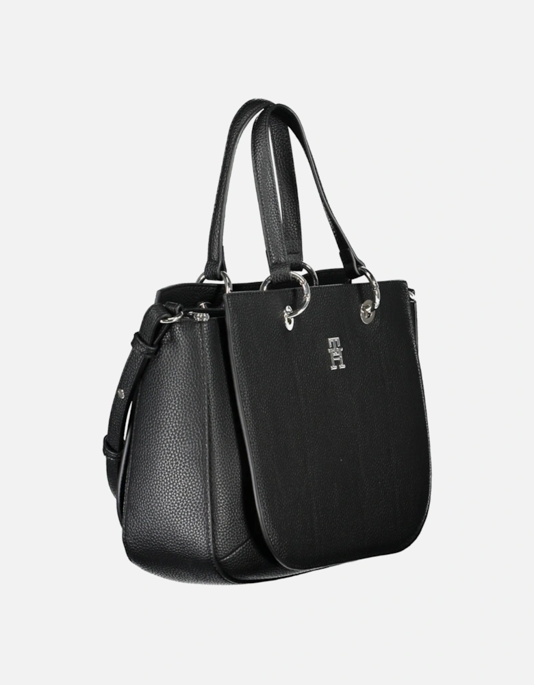 Elegant Black Handbag with Modern Flair and Versatile Design Women