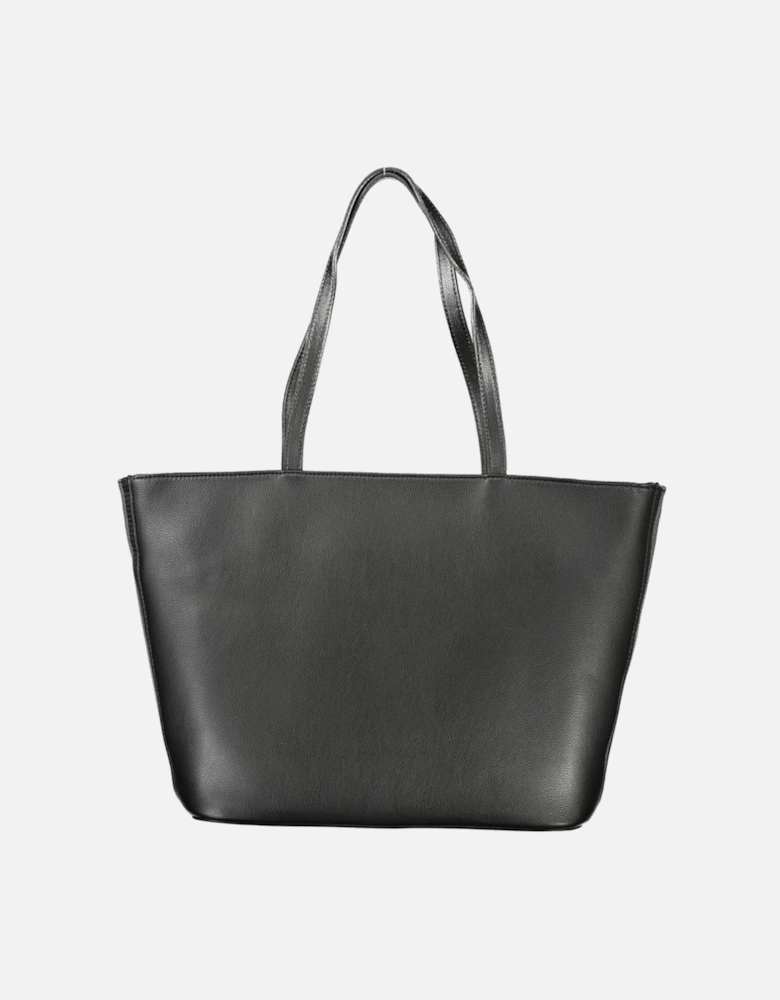 Recycled Polyester Shoulder Bag with Contrast Details Women - Black