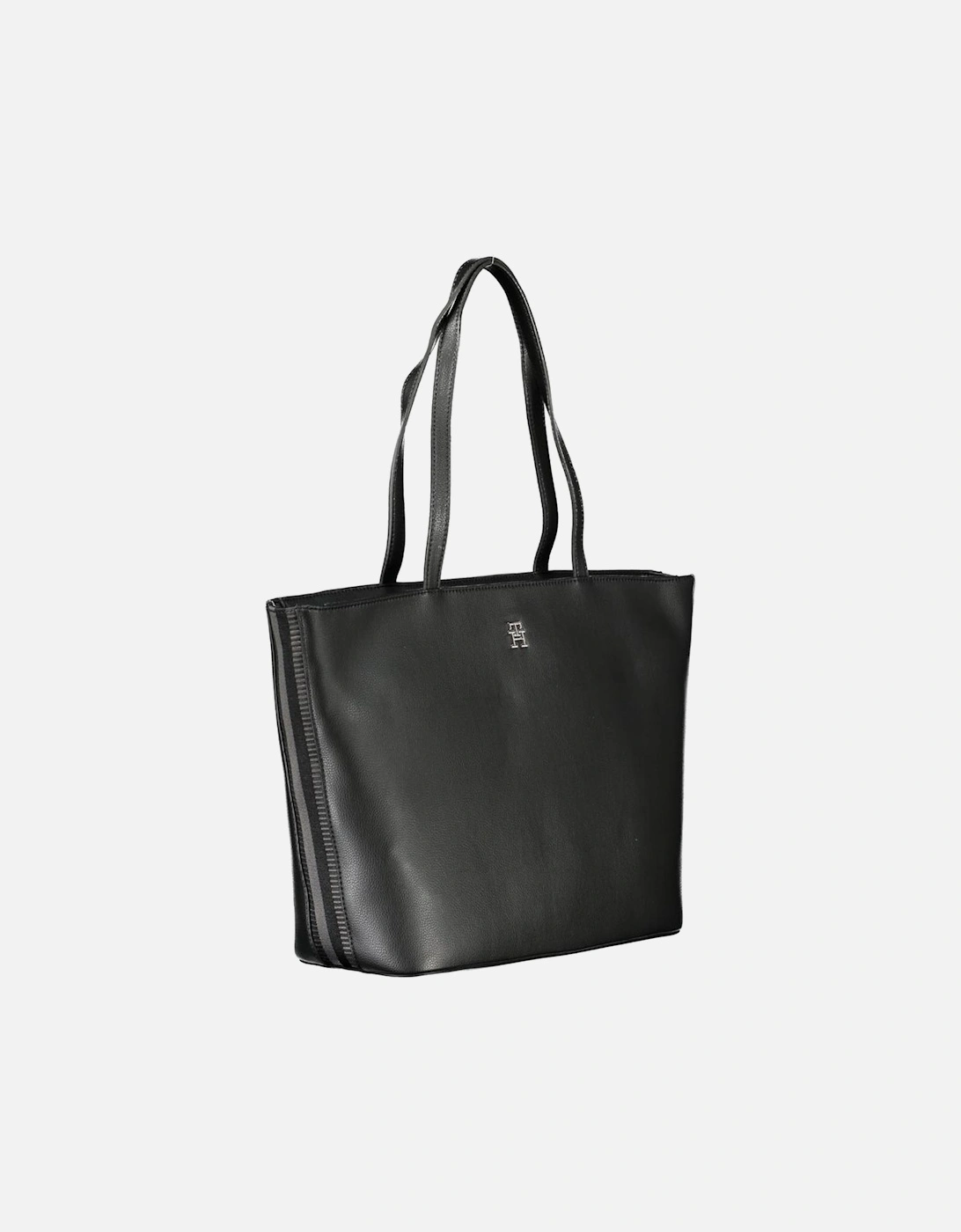 Recycled Polyester Shoulder Bag with Contrast Details Women - Black