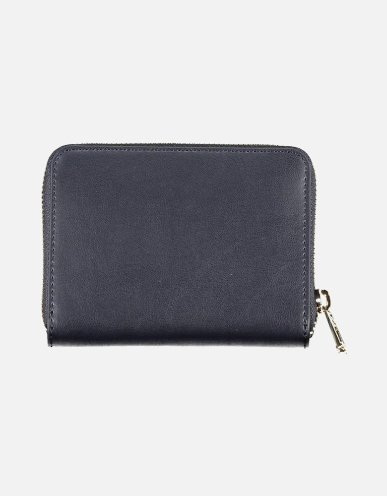 Zip Closure Wallet with Multiple Compartments and Logo Women - Blue