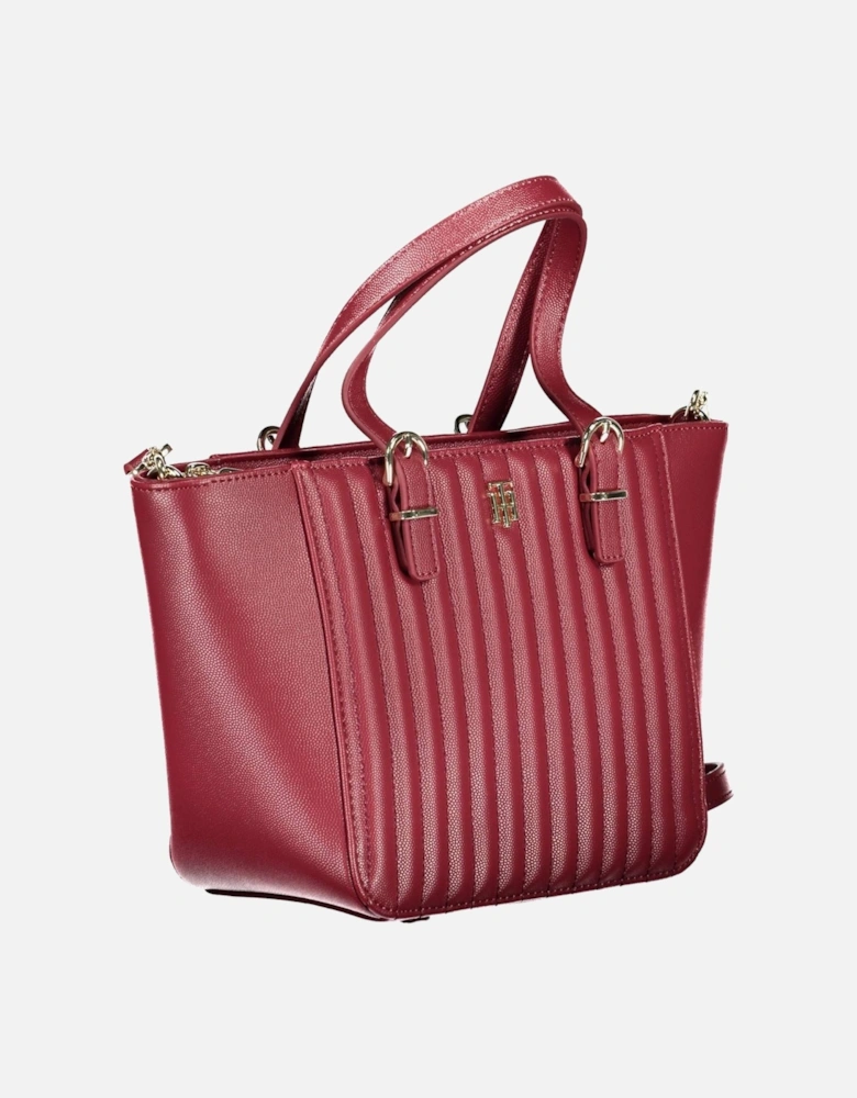 Red Contrasting Detail Handbag with Adjustable Strap and Spacious